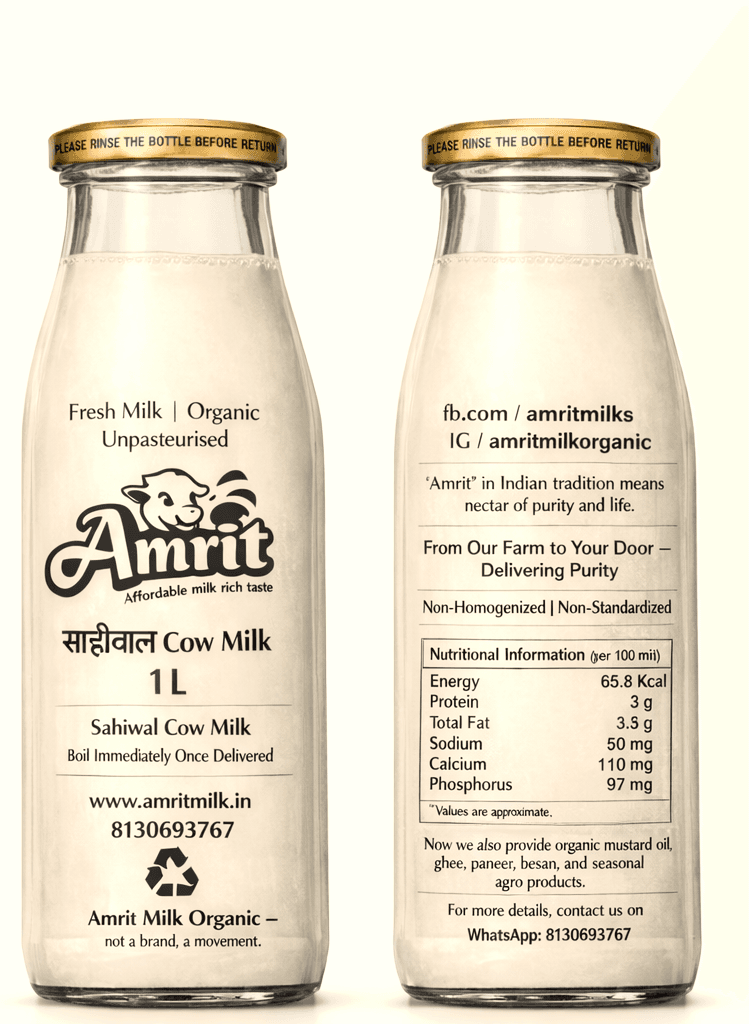 Amrit Milk Organic A2 Sahiwal Cow Milk - 1 L